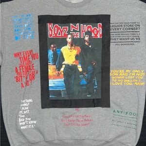 Gray Graphic Boys in the Hood Print Men's Sweater